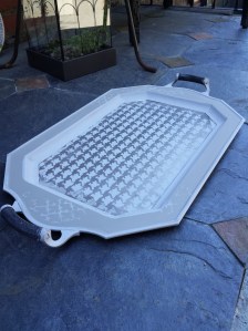 Metal tray with Paris Gray & French Linen, stencil