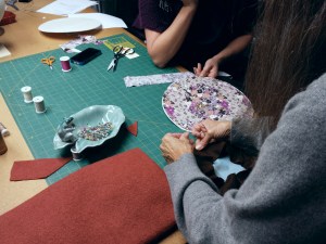 My hat fabric shown here is a boiled wool in brick tone